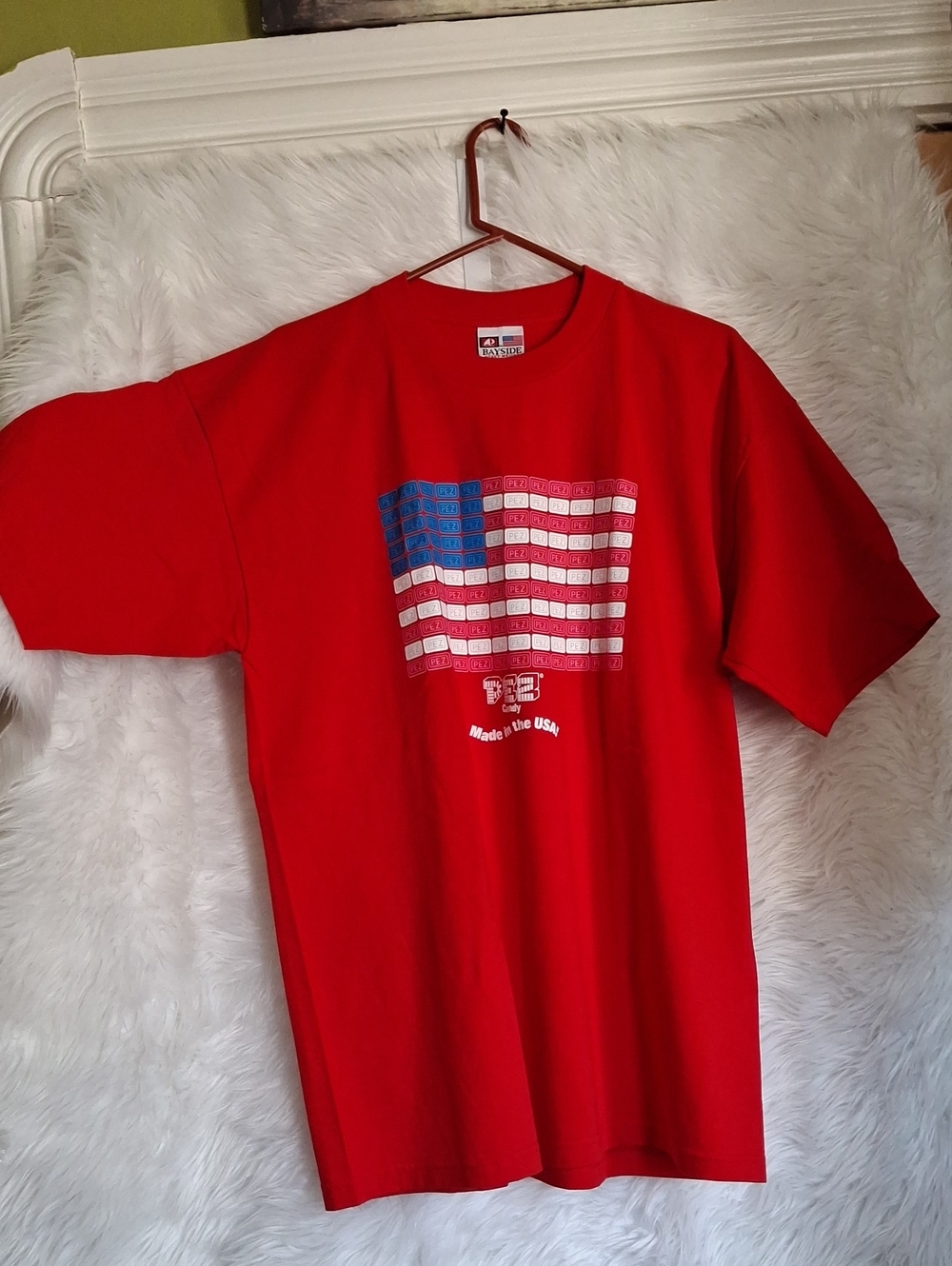 Patriotic Red Short Sleeve Tee with Flag Graphic